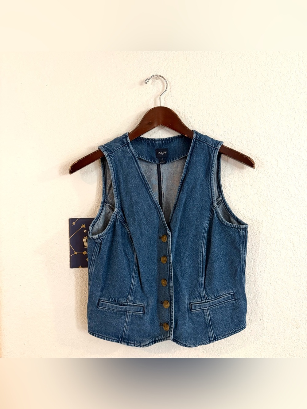 J.Crew Womens Vest Denim Jean Button Front Cotton Blend Size 6